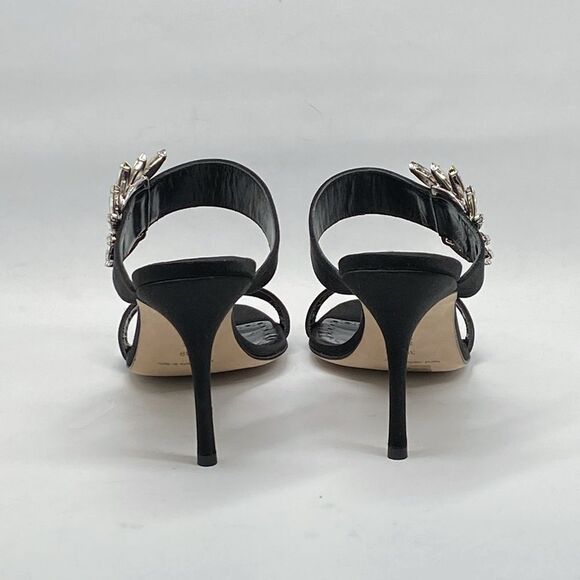 Manolo Blahnik Chivela 90MM Crystal-Embellished Satin Sandals size 39 - Picture 9 of 14